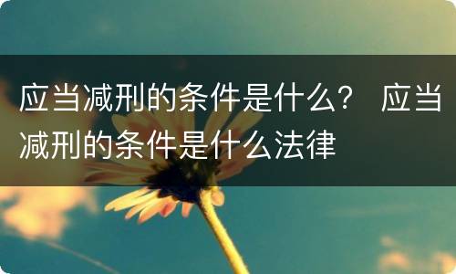 应当减刑的条件是什么？ 应当减刑的条件是什么法律
