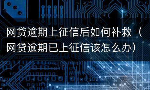 网贷逾期上征信后如何补救（网贷逾期已上征信该怎么办）