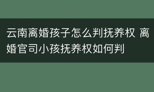 云南离婚孩子怎么判抚养权 离婚官司小孩抚养权如何判
