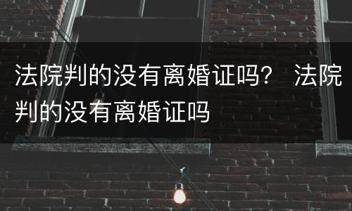 法院判的没有离婚证吗？ 法院判的没有离婚证吗