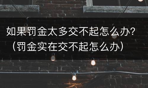 如果罚金太多交不起怎么办？（罚金实在交不起怎么办）