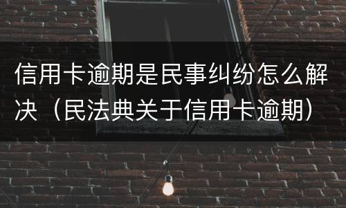 信用卡逾期是民事纠纷怎么解决（民法典关于信用卡逾期）