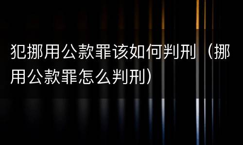 犯挪用公款罪该如何判刑（挪用公款罪怎么判刑）