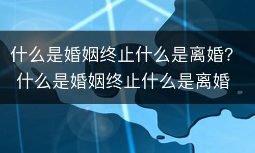 什么是婚姻终止什么是离婚？ 什么是婚姻终止什么是离婚