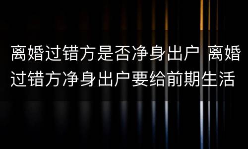 离婚过错方是否净身出户 离婚过错方净身出户要给前期生活费吗