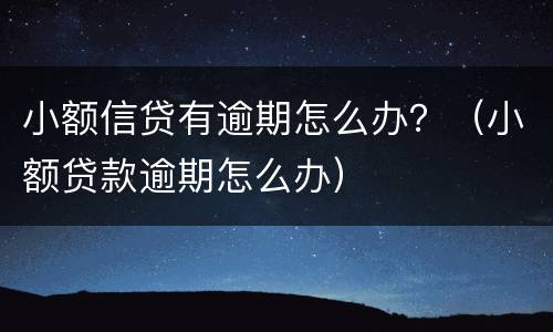 小额信贷有逾期怎么办？（小额贷款逾期怎么办）