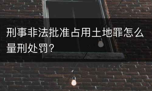 刑事非法批准占用土地罪怎么量刑处罚?
