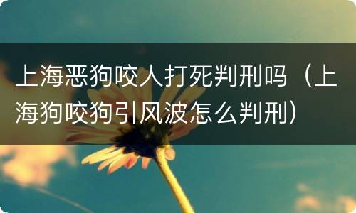 上海恶狗咬人打死判刑吗（上海狗咬狗引风波怎么判刑）
