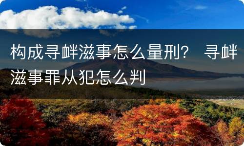 构成寻衅滋事怎么量刑？ 寻衅滋事罪从犯怎么判