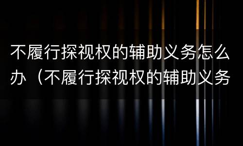 不履行探视权的辅助义务怎么办（不履行探视权的辅助义务怎么办理）