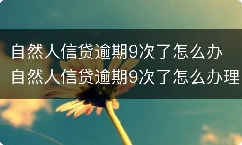 自然人信贷逾期9次了怎么办 自然人信贷逾期9次了怎么办理