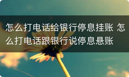 怎么打电话给银行停息挂账 怎么打电话跟银行说停息悬账
