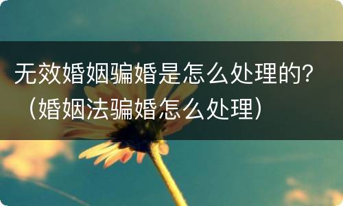 无效婚姻骗婚是怎么处理的？（婚姻法骗婚怎么处理）
