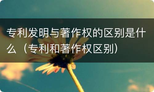 专利发明与著作权的区别是什么（专利和著作权区别）