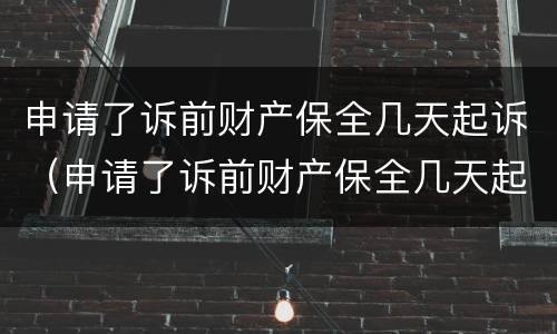 申请了诉前财产保全几天起诉（申请了诉前财产保全几天起诉成功）