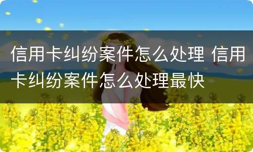 信用卡纠纷案件怎么处理 信用卡纠纷案件怎么处理最快