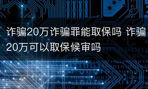 诈骗20万诈骗罪能取保吗 诈骗20万可以取保候审吗