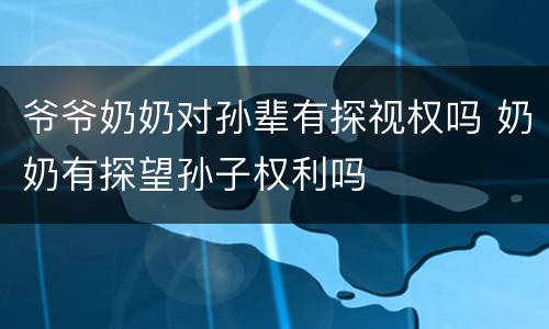 爷爷奶奶对孙辈有探视权吗 奶奶有探望孙子权利吗