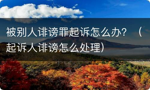 被别人诽谤罪起诉怎么办？（起诉人诽谤怎么处理）