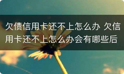 欠债信用卡还不上怎么办 欠信用卡还不上怎么办会有哪些后果