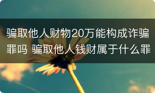 骗取他人财物20万能构成诈骗罪吗 骗取他人钱财属于什么罪