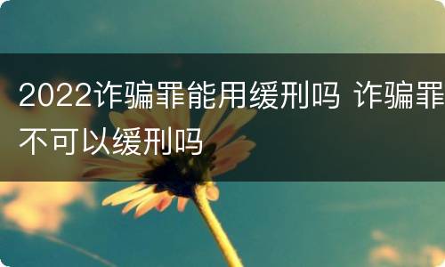 2022诈骗罪能用缓刑吗 诈骗罪不可以缓刑吗