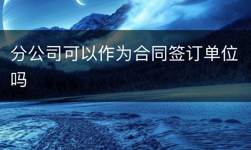 分公司可以作为合同签订单位吗