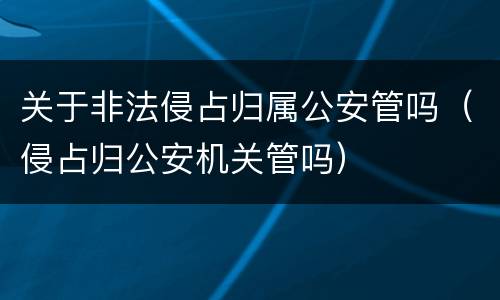 关于非法侵占归属公安管吗（侵占归公安机关管吗）