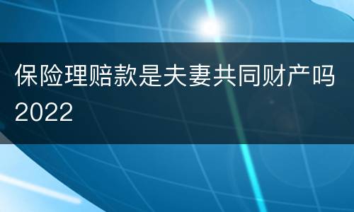 保险理赔款是夫妻共同财产吗2022