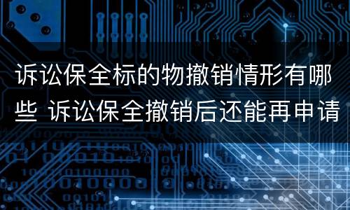 诉讼保全标的物撤销情形有哪些 诉讼保全撤销后还能再申请吗