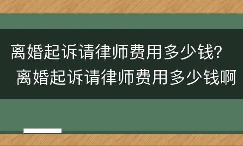 离婚起诉请律师费用多少钱？ 离婚起诉请律师费用多少钱啊