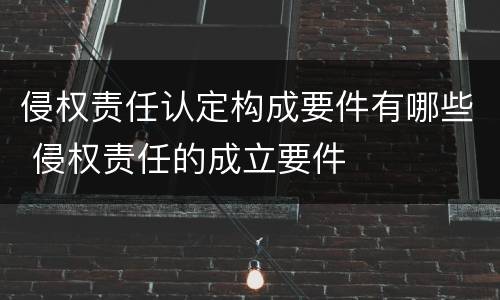 侵权责任认定构成要件有哪些 侵权责任的成立要件