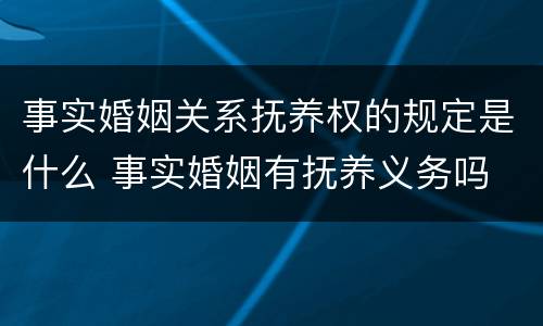 事实婚姻关系抚养权的规定是什么 事实婚姻有抚养义务吗