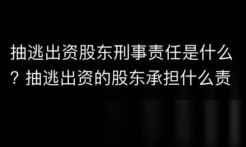 抽逃出资股东刑事责任是什么? 抽逃出资的股东承担什么责任