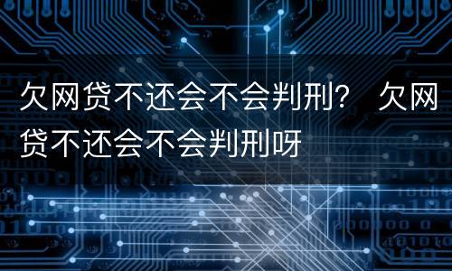 欠网贷不还会不会判刑？ 欠网贷不还会不会判刑呀