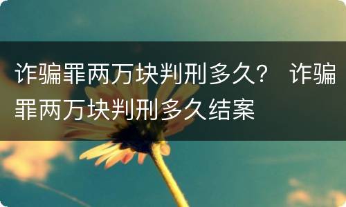 诈骗罪两万块判刑多久？ 诈骗罪两万块判刑多久结案