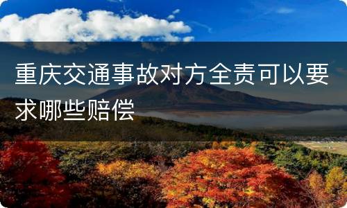 重庆交通事故对方全责可以要求哪些赔偿