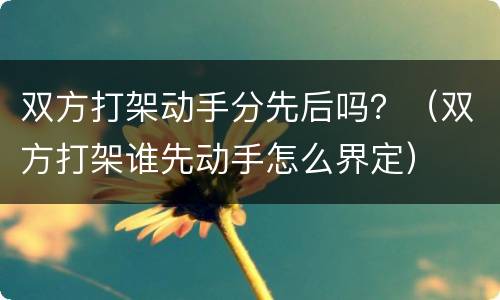 双方打架动手分先后吗？（双方打架谁先动手怎么界定）