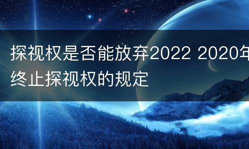 探视权是否能放弃2022 2020年终止探视权的规定