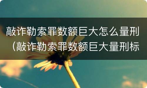 敲诈勒索罪数额巨大怎么量刑（敲诈勒索罪数额巨大量刑标准）