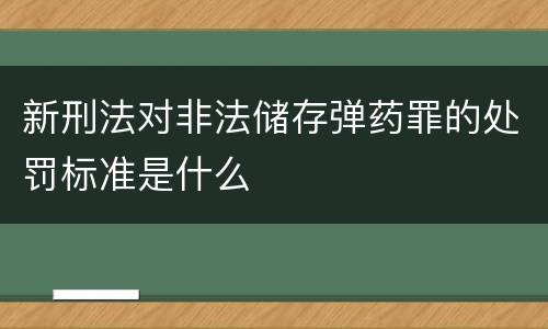 新刑法对非法储存弹药罪的处罚标准是什么