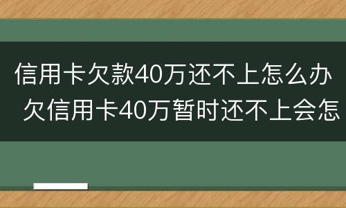 信用卡欠款40万还不上怎么办 欠信用卡40万暂时还不上会怎么样