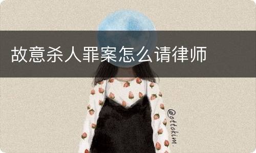 故意杀人罪案怎么请律师