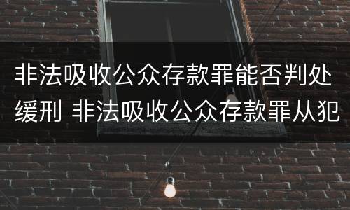 非法吸收公众存款罪能否判处缓刑 非法吸收公众存款罪从犯都能判缓吗