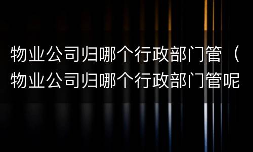 物业公司归哪个行政部门管（物业公司归哪个行政部门管呢）
