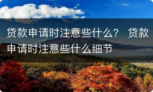 贷款申请时注意些什么？ 贷款申请时注意些什么细节
