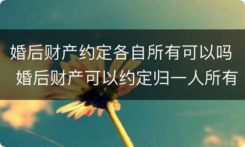 婚后财产约定各自所有可以吗 婚后财产可以约定归一人所有吗