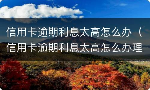 信用卡逾期利息太高怎么办（信用卡逾期利息太高怎么办理）