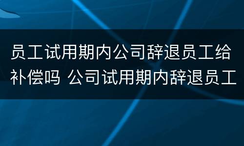 员工试用期内公司辞退员工给补偿吗 公司试用期内辞退员工有补偿吗