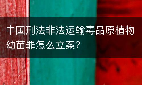 中国刑法非法运输毒品原植物幼苗罪怎么立案？